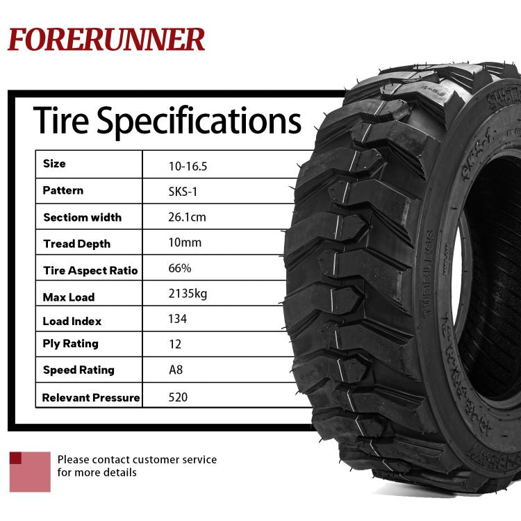 2pcs 10x16.5 12Ply SKS Skid Steer Tire for Bobcat Industrial Tire
