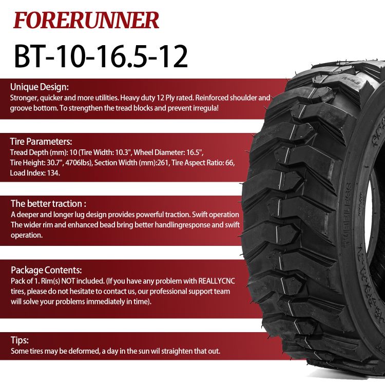 2pcs 10x16.5 12Ply SKS Skid Steer Tire for Bobcat Industrial Tire