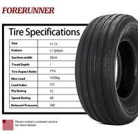 2pcs 11L-15 Rib Implement Tubeless Tire 12 Ply 11L-15 Farm Tractor