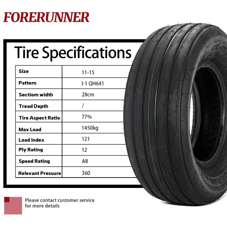 2pcs 11L-15 Rib Implement Tubeless Tire 12 Ply 11L-15 Farm Tractor