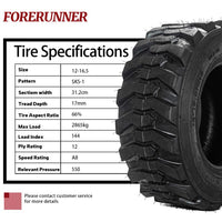 2pcs 12x16.5 Heavy Duty Industrial Tire for 12Ply 12-16.5 Skid Steer Tire