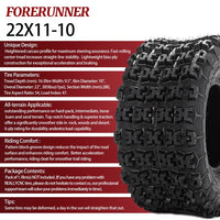 2pcs 22x11-10 ATV Tires 6Ply All Terrain