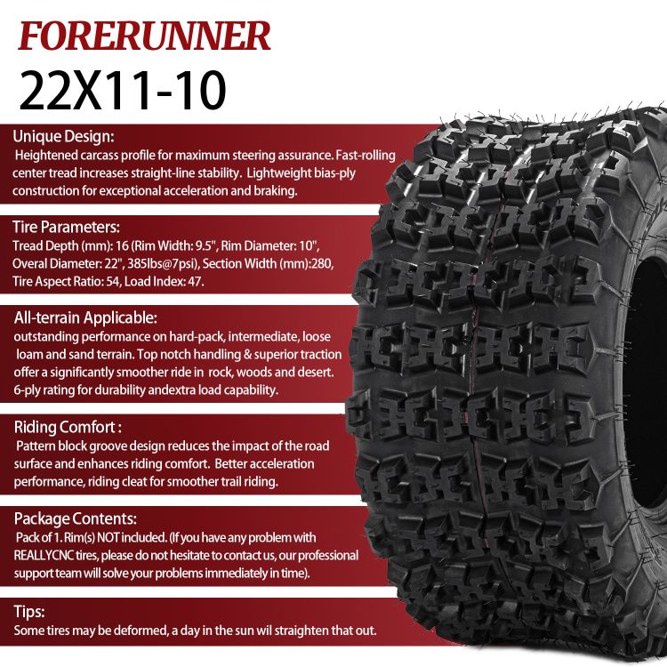 2pcs 22x11-10 ATV Tires 6Ply All Terrain