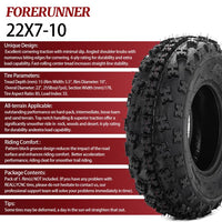 2pcs 22x7-10 6PR ATV UTV Tires All Terrain Mud Tires