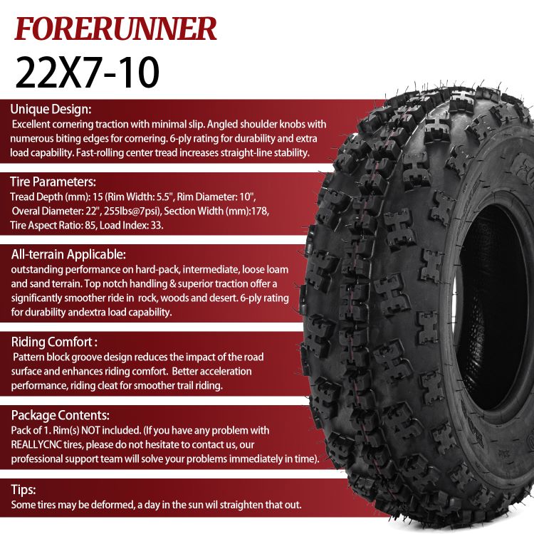 2pcs 22x7-10 6PR ATV UTV Tires All Terrain Mud Tires