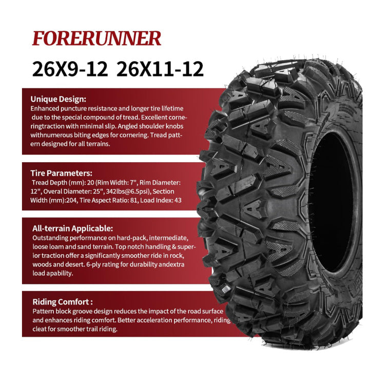 26×9-12 / 26×11-12 KNIGHT Universal 6ply ATV UTV Tires
