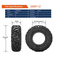 26×9-12 / 26×11-12 KNIGHT Universal 6ply ATV UTV Tires
