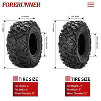 27X9-12 Front / 27X11-12 Rear Universal 6 Ply ATV UTV All-Terrain Tires