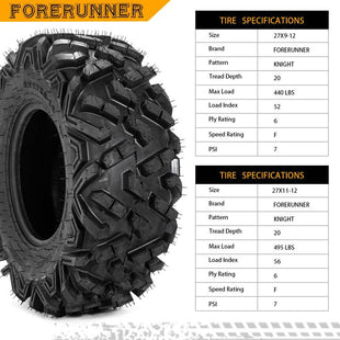 27X9-12 Front / 27X11-12 Rear Universal 6 Ply ATV UTV All-Terrain Tires