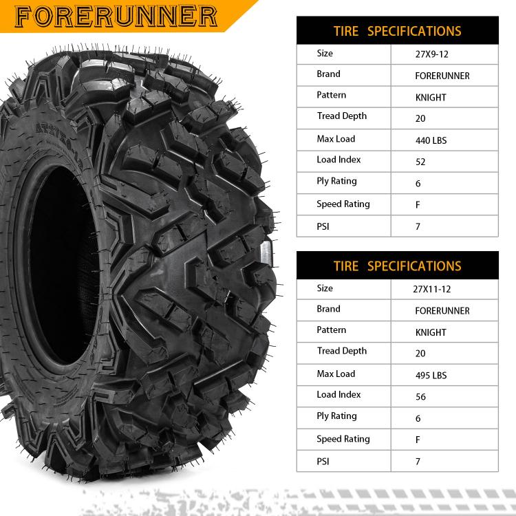 27X9-12 Front / 27X11-12 Rear Universal 6 Ply ATV UTV All-Terrain Tires