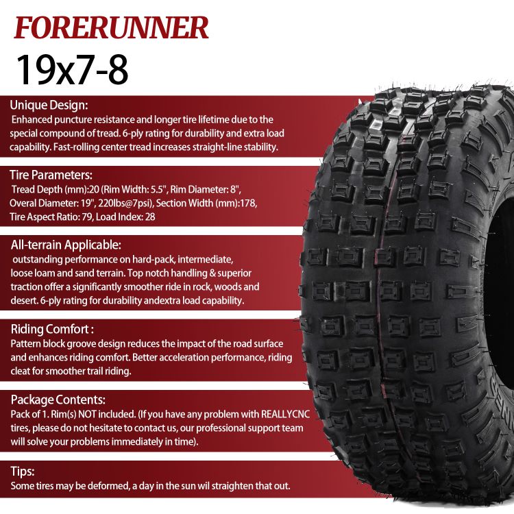 2pcs 6 Ply 19x7-8 ATV All Terrain Tires