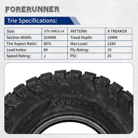 30x10-14 10-Ply X-TREKKER UTV All-Terrain Tires Non -Directional Tread