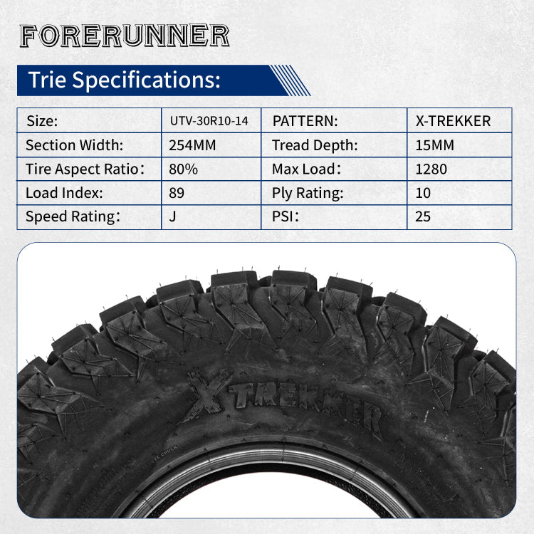 30x10-14 10-Ply X-TREKKER UTV All-Terrain Tires Non -Directional Tread