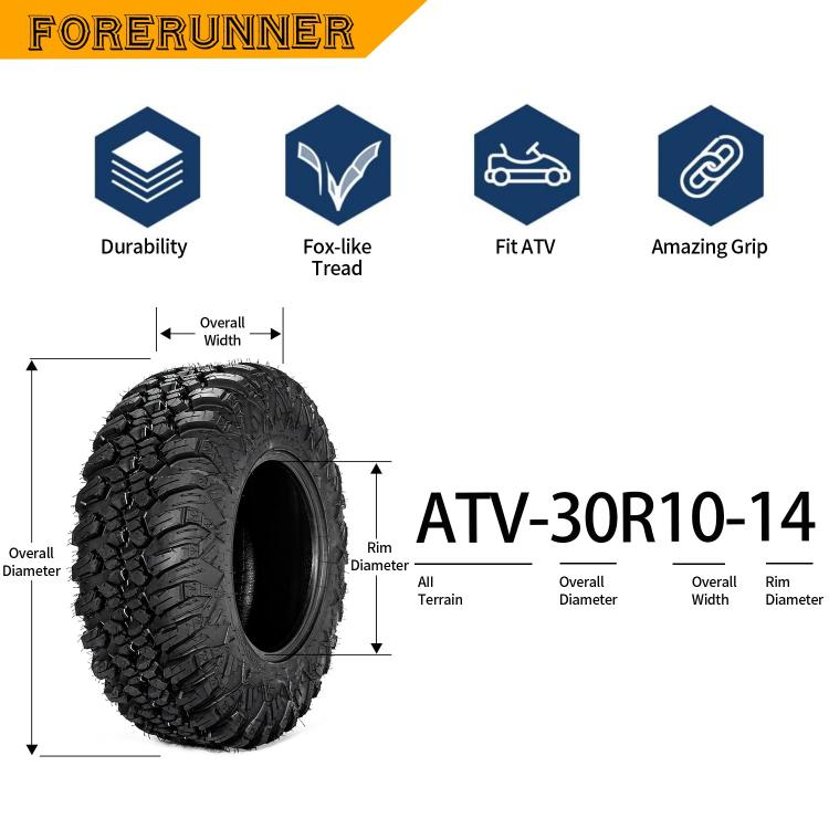 30X10-14 Universal 8 Ply ATV / UTV All-Terrain Mud Tires