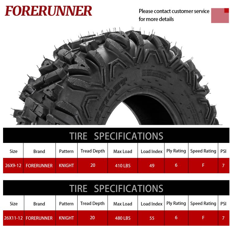 26×9-12 / 26×11-12 Universal 6ply ATV Tires