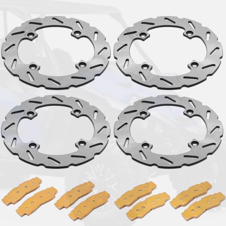 Front Rear Brake Disc Rotors Pads For Yamaha Wolverine 1000 RMAX2 RMAX4 2021-2024 / YXZ1000R SE EPS SS 2019-2024