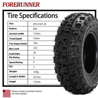 2pcs Front 21X7-10 6Ply All Terrain ATV Tires