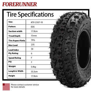 2pcs Front 21X7-10 6Ply All Terrain ATV Tires