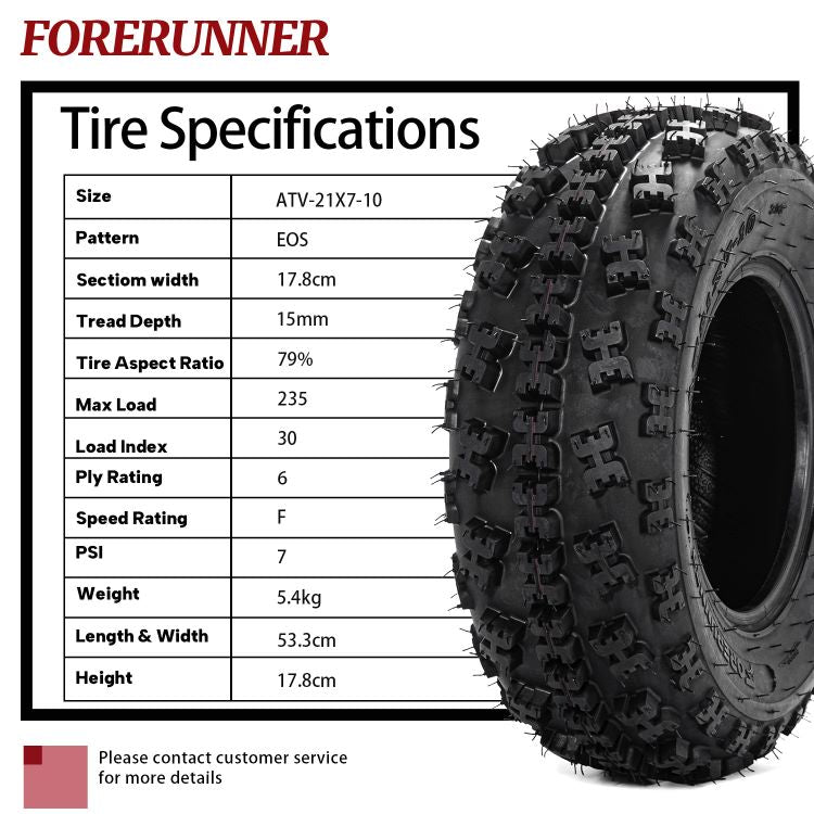 2pcs Front 21X7-10 6Ply All Terrain ATV Tires