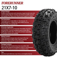 2pcs Front 21X7-10 6Ply All Terrain ATV Tires