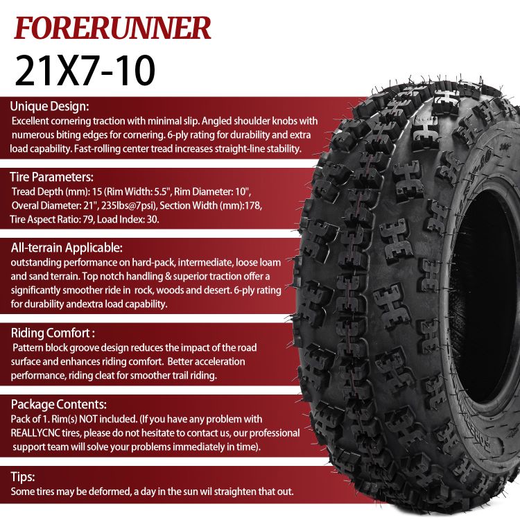2pcs Front 21X7-10 6Ply All Terrain ATV Tires